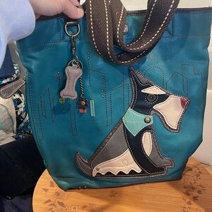 Chala Turquoise Schnauzer Everyday Tote with Bone Charm